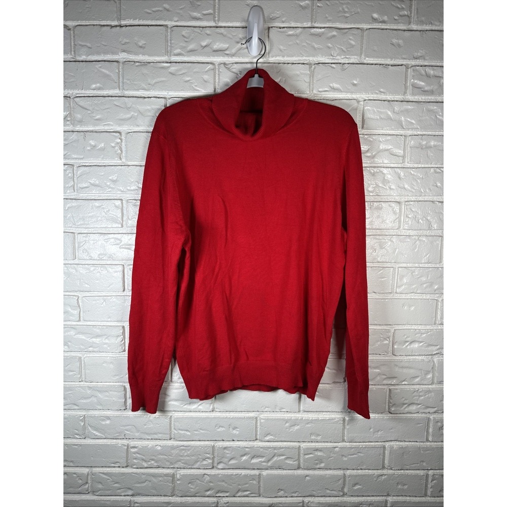 Calvin Klein Red Turtleneck Sweater Womens XL Lightweight Monica Geller